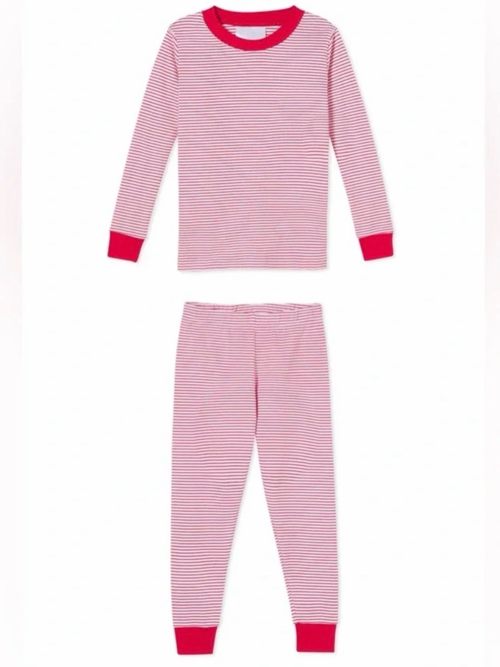 Kids Pink & White Stripe Pajama Set with Bright Pink Trim